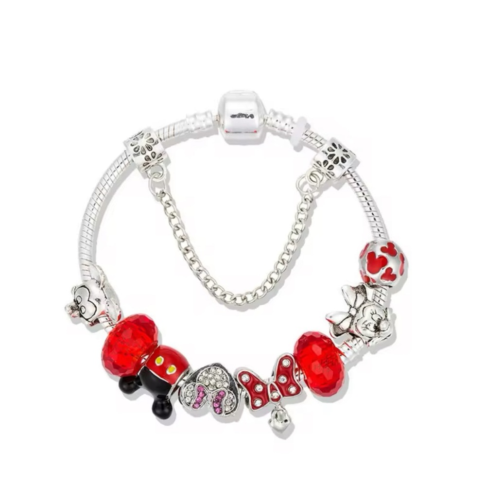 MINNIE Crystal Bow CHARMS BRACELET with Free Gift Box